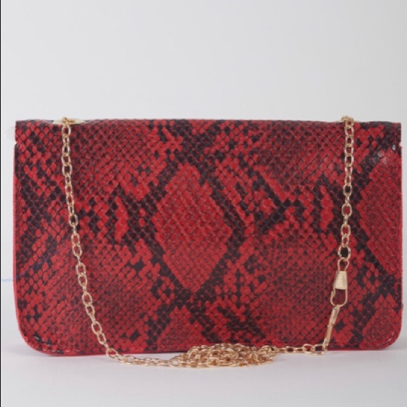 Dark Red Snakeskin Print small Bag - Picture 2 of 4